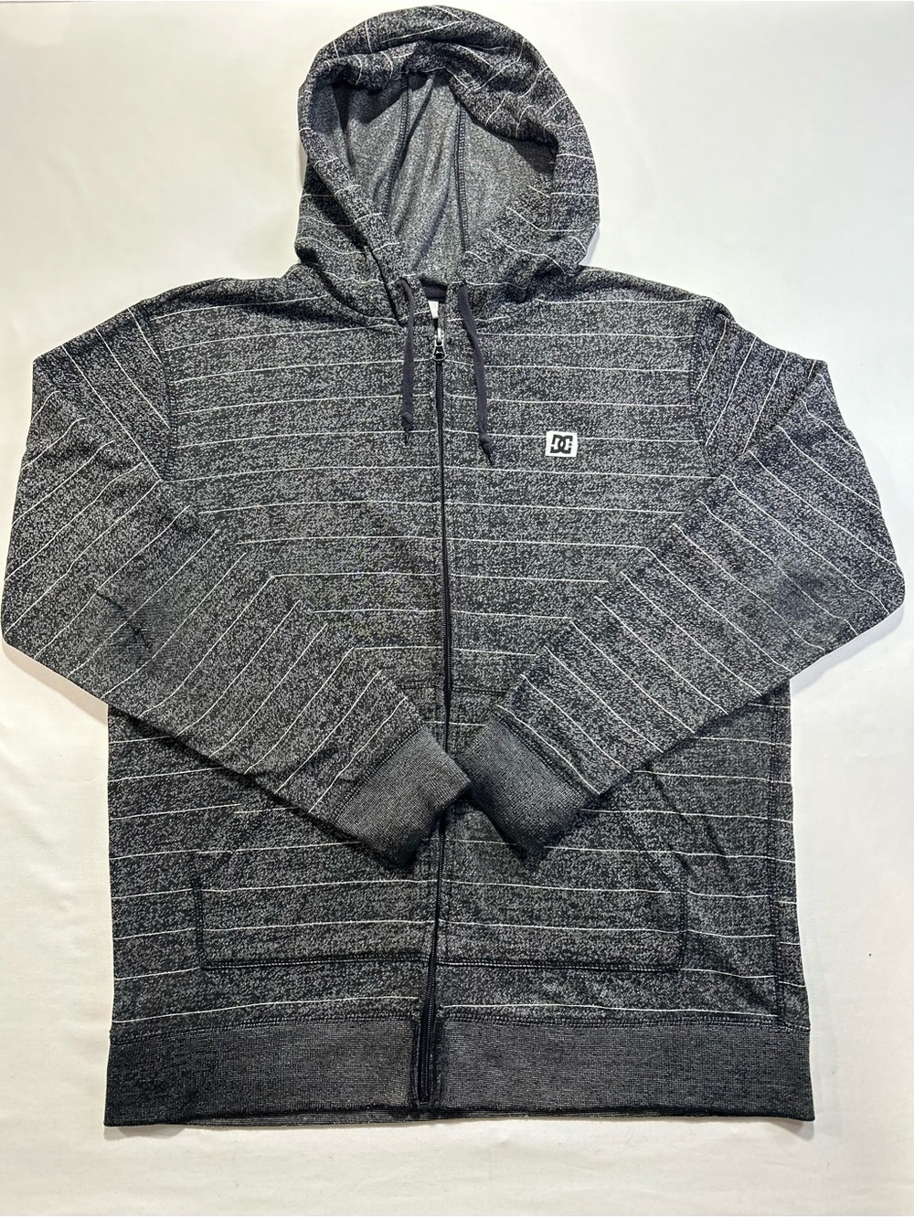 DC Men’s Charcoal Gray Striped Zip-Up Hoodie